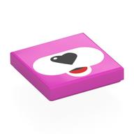 Visuel indicatif Rebrickable de Tuile 2 x 2 avec coulis blanc, langue rouge, motif noir en forme de cœur (Tile 2 x 2 with White Snout, Red Tongue, Black Heart-shaped Nose Print)