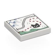 Visuel indicatif Rebrickable de Tuile 2 x 2 avec carte de l'Arctique, voies ferrées, montagnes, motif imprimé Fox (Tile 2 x 2 with Arctic Map, Train Tracks, Mountains, Fox Print)