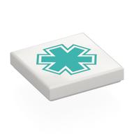 Visuel indicatif Rebrickable de Tuile 2 x 2 avec motif imprimé étoile de la vie turquoise foncé (Tile 2 x 2 with Dark Turquoise Star of Life Print)