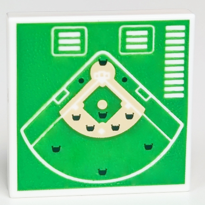 Visuel indicatif Rebrickable de Tuile 2 x 2 avec motif imprimé de terrain de baseball (Tile 2 x 2 with Baseball Field Plan Print)