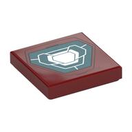 Visuel indicatif Rebrickable de Tuile 2 x 2 avec le modèle imprimé vert sable/blanc de réacteur d'arc de rectangle (Tile 2 x 2 with Sand Green/White Rectangle Arc Reactor Print)