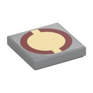 Visuel indicatif Rebrickable de Tuile 2 x 2 avec cercle rouge foncé, beige centre motif imprimé (Tile 2 x 2 with Dark Red Circle, Tan Center Print)