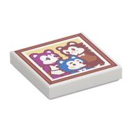 Visuel indicatif Rebrickable de Tuile 2 x 2 avec des ours bleus, magenta, brun foncé dans le modèle imprimé de cadre photo (Tile 2 x 2 with Blue, Magenta, Dark Brown Bears in Photo Frame Print)