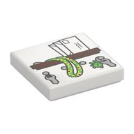 Visuel indicatif Rebrickable de Tuile 2 x 2 avec étagère marron foncé, lettres blanches, clés sur crochets, motif imprimé lanière de tournesol (Tile 2 x 2 with Dark Brown Shelf, White Letters, Keys on Hooks, Sunflower Lanyard Print)