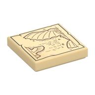 Visuel indicatif Rebrickable de Tuile 2 x 2 avec da vinci machine volante croquis imprimé (Tile 2 x 2 with Da Vinci Flying Machine Sketch Print)