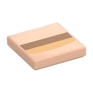 Visuel indicatif Rebrickable de Tuile 2 x 2 avec motif imprimé Nougat/nougat moyen (Tile 2 x 2 with Nougat/Medium Nougat Stripes (Mouth) Print)