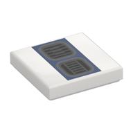 Visuel indicatif Rebrickable de Tuile 2 x 2 avec 2 grilles gris bleuté foncé, bordure gris bleuté clair, motif imprimé fond bleu foncé (Tile 2 x 2 with 2 Dark Bluish Grey Grilles, Light Bluish Grey Border, Dark Blue Background Print)