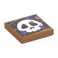 Visuel indicatif Rebrickable de Tuile 2 x 2 avec crâne blanc sur fond noir, paillettes violet foncé imprimé (Tile 2 x 2 with White Skull on Black Background, Dark Purple Splotches Print)