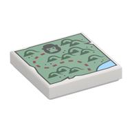 Visuel indicatif Rebrickable de Tuile 2 x 2 avec carte, sentier, singe / gorille motif imprimé (Tile 2 x 2 with Map, Trail, Monkey / Gorilla Print)