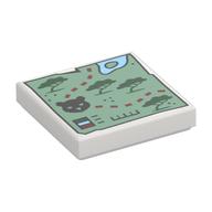 Visuel indicatif Rebrickable de Tuile 2 x 2 avec carte, sentier, motif imprimé tigre (Tile 2 x 2 with Map, Trail, Tiger Print)
