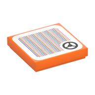 Visuel indicatif Rebrickable de Tuile 2 x 2 avec volant et code à barres motif imprimé (autocollant) (Tile 2 x 2 with Steering Wheel and Barcode Print (Sticker))