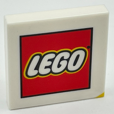 Visuel indicatif Rebrickable de Tuile 2 x 2 avec logo 'LEGO' et fond jaune Coin droit imprimé (Tile 2 x 2 with 'LEGO' Logo and Yellow Bottom Right Corner Print)