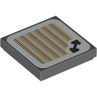 Visuel indicatif Rebrickable de Tuile 2 x 2 avec poids licol et motif imprimé code à barres (autocollant) (Tile 2 x 2 with Halter Weights and Barcode Print (Sticker))