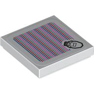 Visuel indicatif Rebrickable de Tuile 2 x 2 avec motif imprimé grincheux kong et code-barres (autocollant) (Tile 2 x 2 with Cranky Kong and Barcode Print (Sticker))