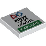 Visuel indicatif Rebrickable de Tuile 2 x 2 avec motif imprimé 'FIRST LEGO LEAGUE EXPLORE' (Tile 2 x 2 with 'FIRST LEGO LEAGUE EXPLORE' Print)