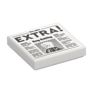 Visuel indicatif Rebrickable de Tuile 2 x 2 avec Journal, motif imprimé 'EXTRA!' (Tile 2 x 2 with Newspaper, 'EXTRA!' Print)