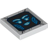 Tuile 2 x 2 avec pixal bot visage bleu sur fond noir motif imprimé (Tile 2 x 2 with Pixal Bot Blue Face on Black Background Print)