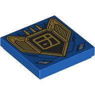 Visuel indicatif Rebrickable de Tuile 2 x 2 avec Bouclier d'or, motif imprimé symbole asiatique (Tile 2 x 2 with Gold Shield, Asian Symbol Print)