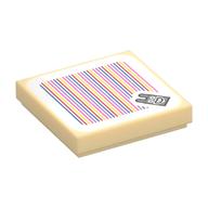 Tuile 2 x 2 avec tête de nabbit et motif imprimé code-barres (autocollant) (Tile 2 x 2 with Nabbit Head and Barcode Print (Sticker))