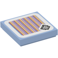 Visuel indicatif Rebrickable de Tuile 2 x 2 avec grande pointe et code à barres motif imprimé (autocollant) (Tile 2 x 2 with Big Spike and Barcode Print (Sticker))