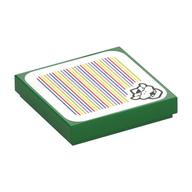 Tuile 2 x 2 avec tête de bowser et code à barres motif imprimé (autocollant) (Tile 2 x 2 with Bowser Head and Barcode Print (Sticker))