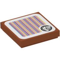 Visuel indicatif Rebrickable de Tuile 2 x 2 avec goomba en cercle et code à barres motif imprimé (autocollant) (Tile 2 x 2 with Goomba in Circle and Barcode Print (Sticker))