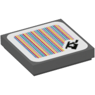 Visuel indicatif Rebrickable de Tuile 2 x 2 avec plateau tournant et code-barres imprimé (autocollant) (Tile 2 x 2 with Turntable and Barcode Print (Sticker))