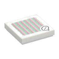 Visuel indicatif Rebrickable de Tuile 2 x 2 avec bulle de parole avec 3 points et code à barres motif imprimé (autocollant) (Tile 2 x 2 with Speech Bubble with 3 Dots and Barcode Print (Sticker))