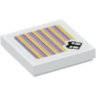 Visuel indicatif Rebrickable de Tuile 2 x 2 avec motif imprimé cadeau et code à barres (autocollant) (Tile 2 x 2 with Gift and Barcode Print (Sticker))