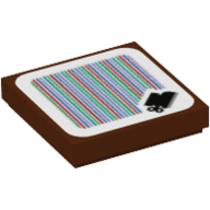 Visuel indicatif Rebrickable de Tuile 2 x 2 avec amorce d'horloge et code à barres motif imprimé (autocollant) (Tile 2 x 2 with Clockwork Boot and Barcode Print (Sticker))