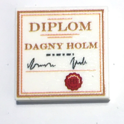 Visuel indicatif Rebrickable de Tuile 2 x 2 avec motif imprimé 'Diplom Dagny Holm' (Tile 2 x 2 with 'Diplom Dagny Holm' Print)