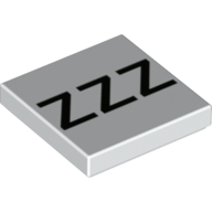 Visuel indicatif Rebrickable de Tuile 2 x 2 avec motif imprimé noir 'ZZZ' (Tile 2 x 2 with Black 'ZZZ' Print)