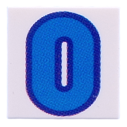 Visuel indicatif Rebrickable de Tuile 2 x 2 avec motif imprimé bleu '0' (Tile 2 x 2 with Blue '0' Print)