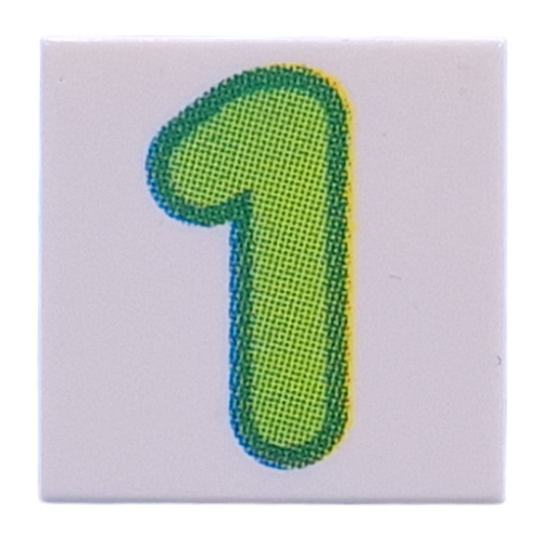 Visuel indicatif Rebrickable de Tuile 2 x 2 avec motif imprimé vert '1' (Tile 2 x 2 with Green '1' Print)