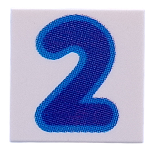 Visuel indicatif Rebrickable de Tuile 2 x 2 avec motif imprimé bleu foncé '2' (Tile 2 x 2 with Dark Blue '2' Print)