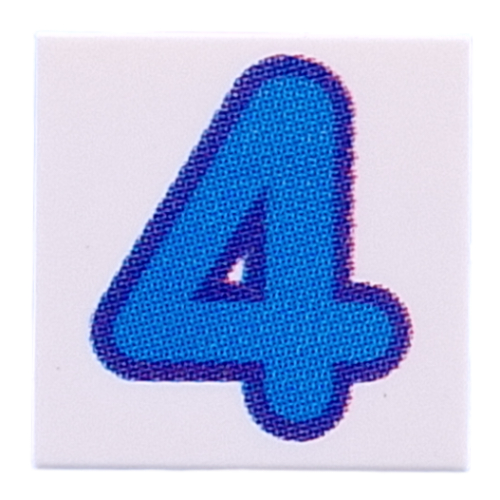 Visuel indicatif Rebrickable de Tuile 2 x 2 avec motif imprimé bleu '4' (Tile 2 x 2 with Blue '4' Print)