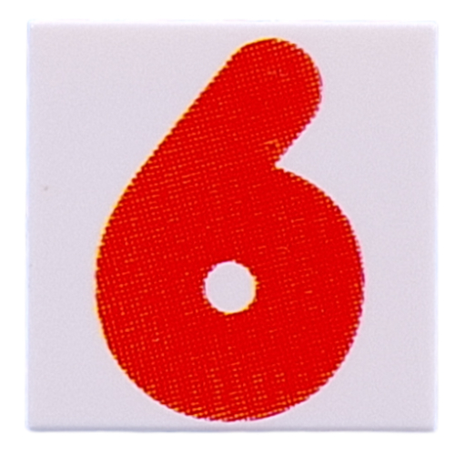 Visuel indicatif Rebrickable de Tuile 2 x 2 avec motif imprimé rouge '6' ou '9' (Tile 2 x 2 with Red '6' or '9' Print)