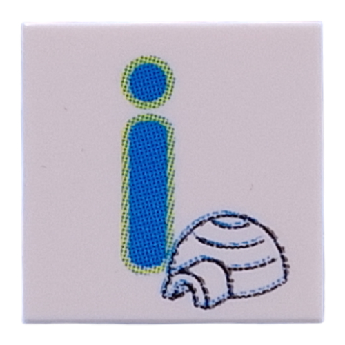 Visuel indicatif Rebrickable de Tuile 2 x 2 avec le bleu 'I', motif imprimé Igloo (Tile 2 x 2 with Blue 'I', Igloo Print)
