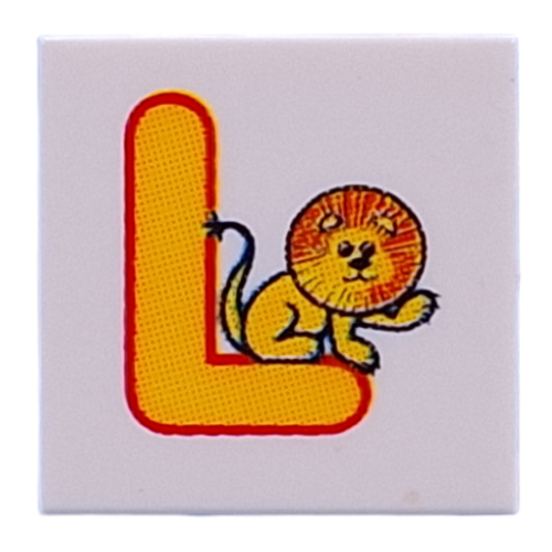 Visuel indicatif Rebrickable de Tuile 2 x 2 avec le jaune 'L', motif imprimé lion (Tile 2 x 2 with Yellow 'L', Lion Print)