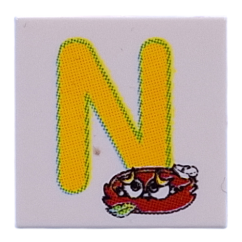 Visuel indicatif Rebrickable de Carreau 2 x 2 avec jaune 'N', nid imprimé (Tile 2 x 2 with Yellow 'N', Nest Print)