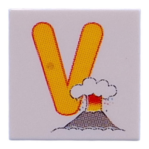Visuel indicatif Rebrickable de Tuile 2 x 2 avec motif imprimé jaune 'V' (Tile 2 x 2 with Yellow 'V' Print)
