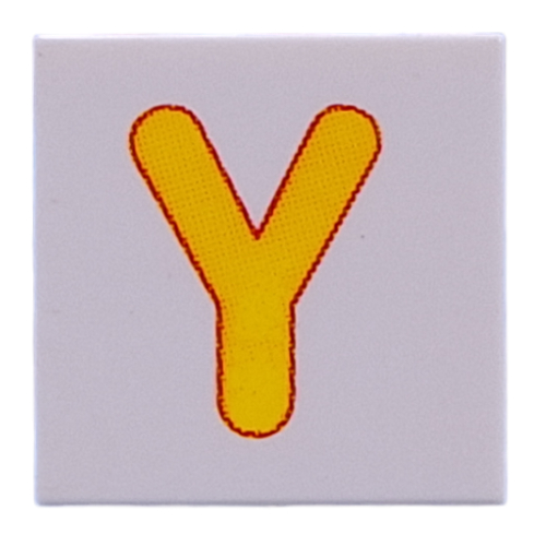 Visuel indicatif Rebrickable de Tuile 2 x 2 avec motif imprimé jaune 'Y' (Tile 2 x 2 with Yellow 'Y' Print)