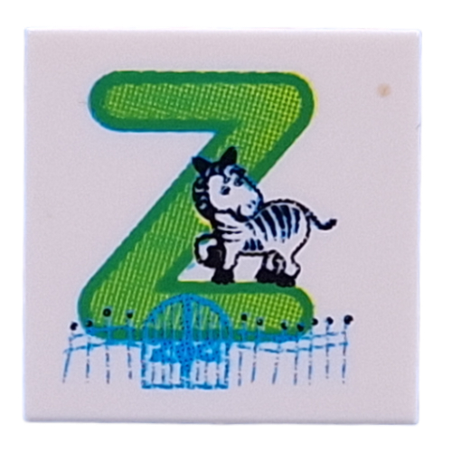 Visuel indicatif Rebrickable de Tuile 2 x 2 avec vert citron 'Z', motif imprimé zèbre (Tile 2 x 2 with Lime 'Z', Zebra Print)