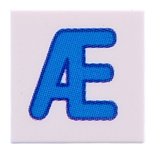 Visuel indicatif Rebrickable de Tuile 2 x 2 avec motif imprimé bleu 'Æ' (Tile 2 x 2 with Blue 'Æ' Print)