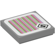 Visuel indicatif Rebrickable de Tuile 2 x 2 avec trou de serrure et code à barres motif imprimé (autocollant) (Tile 2 x 2 with Keyhole and Barcode Print (Sticker))
