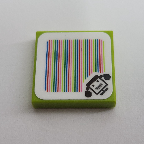 Visuel indicatif Rebrickable de Tuile 2 x 2 avec Bowser Jr.'s clown voiture et code à barres motif imprimé (autocollant) (Tile 2 x 2 with Bowser Jr.'s Clown Car and Barcode Print (Sticker))