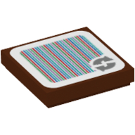 Visuel indicatif Rebrickable de Tuile 2 x 2 avec deux flèches de cercle gris bleuté foncé et code à barres motif imprimé (autocollant) (Tile 2 x 2 with Two Dark Bluish Gray Circle Arrows and Barcode Print (Sticker))