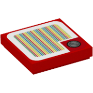 Visuel indicatif Rebrickable de Tuile 2 x 2 avec pièce d'argent, bordure carrée et motif imprimé code-barres (autocollant) (Tile 2 x 2 with Silver Coin, Square Border, and Barcode Print (Sticker))