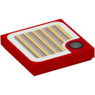 Visuel indicatif Rebrickable de Tuile 2 x 2 avec pièce d'argent, bordure arrondie et motif imprimé code-barres (autocollant) (Tile 2 x 2 with Silver Coin, Rounded Border, and Barcode Print (Sticker))