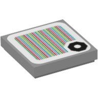 Visuel indicatif Rebrickable de Tuile 2 x 2 avec écrou et code à barres motif imprimé (autocollant) (Tile 2 x 2 with Bolt Nut and Barcode Print (Sticker))